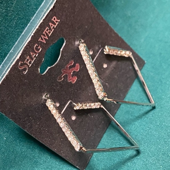 SHAG Wear Square Hoop Earrings, costume jewelry with bling, new. - Picture 7 of 10